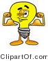 Illustration of a Cartoon Light Bulb Mascot Flexing His Arm Muscles by Mascot Junction