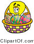 Illustration of a Cartoon Light Bulb Mascot in an Easter Basket Full of Decorated Easter Eggs by Mascot Junction