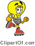 Illustration of a Cartoon Light Bulb Mascot Roller Blading on Inline Skates by Mascot Junction