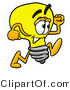 Illustration of a Cartoon Light Bulb Mascot Running by Mascot Junction