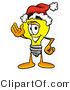 Illustration of a Cartoon Light Bulb Mascot Wearing a Santa Hat and Waving by Mascot Junction