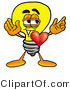 Illustration of a Cartoon Light Bulb Mascot with His Heart Beating out of His Chest by Mascot Junction