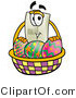 Illustration of a Cartoon Light Switch Mascot in an Easter Basket Full of Decorated Easter Eggs by Mascot Junction