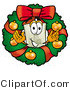 Illustration of a Cartoon Light Switch Mascot in the Center of a Christmas Wreath by Mascot Junction