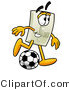 Illustration of a Cartoon Light Switch Mascot Kicking a Soccer Ball by Mascot Junction