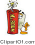 Illustration of a Cartoon Light Switch Mascot Standing with a Lit Stick of Dynamite by Mascot Junction