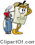 Illustration of a Cartoon Light Switch Mascot Swinging His Golf Club While Golfing by Mascot Junction
