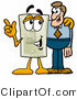 Illustration of a Cartoon Light Switch Mascot Talking to a Business Man by Mascot Junction