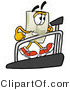 Illustration of a Cartoon Light Switch Mascot Walking on a Treadmill in a Fitness Gym by Mascot Junction