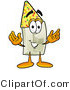 Illustration of a Cartoon Light Switch Mascot Wearing a Birthday Party Hat by Mascot Junction