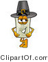 Illustration of a Cartoon Light Switch Mascot Wearing a Pilgrim Hat on Thanksgiving by Mascot Junction