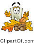 Illustration of a Cartoon Light Switch Mascot with Autumn Leaves and Acorns in the Fall by Mascot Junction