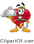 Illustration of a Cartoon Love Heart Mascot Dressed As a Waiter and Holding a Serving Platter by Mascot Junction