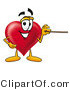 Illustration of a Cartoon Love Heart Mascot Holding a Pointer Stick by Mascot Junction