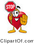 Illustration of a Cartoon Love Heart Mascot Holding a Stop Sign by Mascot Junction