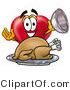 Illustration of a Cartoon Love Heart Mascot Serving a Thanksgiving Turkey on a Platter by Mascot Junction