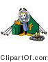 Illustration of a Cartoon Magnifying Glass Mascot Camping with a Tent and Fire by Mascot Junction