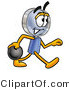 Illustration of a Cartoon Magnifying Glass Mascot Holding a Bowling Ball by Mascot Junction