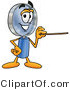 Illustration of a Cartoon Magnifying Glass Mascot Holding a Pointer Stick by Mascot Junction