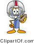 Illustration of a Cartoon Magnifying Glass Mascot in a Helmet, Holding a Football by Mascot Junction