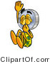 Illustration of a Cartoon Magnifying Glass Mascot Plugging His Nose While Jumping into Water by Mascot Junction
