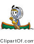 Illustration of a Cartoon Magnifying Glass Mascot Rowing a Boat by Mascot Junction