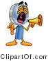 Illustration of a Cartoon Magnifying Glass Mascot Screaming into a Megaphone by Mascot Junction