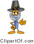 Illustration of a Cartoon Magnifying Glass Mascot Wearing a Pilgrim Hat on Thanksgiving by Mascot Junction