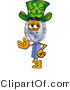 Illustration of a Cartoon Magnifying Glass Mascot Wearing a Saint Patricks Day Hat with a Clover on It by Mascot Junction