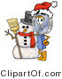 Illustration of a Cartoon Magnifying Glass Mascot with a Snowman on Christmas by Mascot Junction