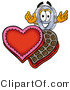 Illustration of a Cartoon Magnifying Glass Mascot with an Open Box of Valentines Day Chocolate Candies by Mascot Junction