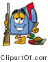 Illustration of a Cartoon Mailbox Duck Hunting, Standing with a Rifle and Duck by Mascot Junction