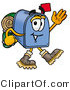 Illustration of a Cartoon Mailbox Hiking and Carrying a Backpack by Mascot Junction