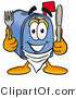 Illustration of a Cartoon Mailbox Holding a Knife and Fork by Mascot Junction