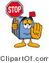 Illustration of a Cartoon Mailbox Holding a Stop Sign by Mascot Junction