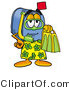 Illustration of a Cartoon Mailbox in Green and Yellow Snorkel Gear by Mascot Junction