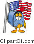 Illustration of a Cartoon Mailbox Pledging Allegiance to an American Flag by Mascot Junction