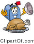 Illustration of a Cartoon Mailbox Serving a Thanksgiving Turkey on a Platter by Mascot Junction