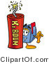 Illustration of a Cartoon Mailbox Standing with a Lit Stick of Dynamite by Mascot Junction