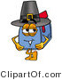 Illustration of a Cartoon Mailbox Wearing a Pilgrim Hat on Thanksgiving by Mascot Junction