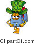Illustration of a Cartoon Mailbox Wearing a Saint Patricks Day Hat with a Clover on It by Mascot Junction