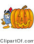 Illustration of a Cartoon Mailbox with a Carved Halloween Pumpkin by Mascot Junction