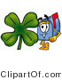 Illustration of a Cartoon Mailbox with a Green Four Leaf Clover on St Paddy's or St Patricks Day by Mascot Junction