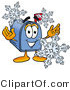 Illustration of a Cartoon Mailbox with Three Snowflakes in Winter by Mascot Junction