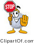 Illustration of a Cartoon Moon Mascot Holding a Stop Sign by Mascot Junction