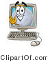 Illustration of a Cartoon Moon Mascot Waving from Inside a Computer Screen by Mascot Junction