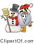 Illustration of a Cartoon Moon Mascot with a Snowman on Christmas by Mascot Junction