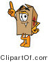 Illustration of a Cartoon Packing Box Mascot Pointing Upwards by Mascot Junction