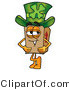 Illustration of a Cartoon Packing Box Mascot Wearing a Saint Patricks Day Hat with a Clover on It by Mascot Junction