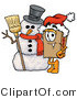 Illustration of a Cartoon Packing Box Mascot with a Snowman on Christmas by Mascot Junction